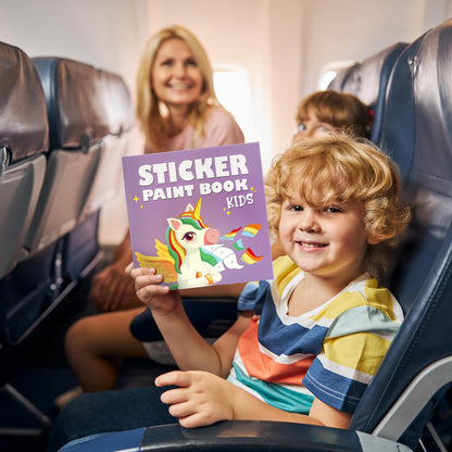 Fun Paint with Sticker Books for Kids Set of 2 - Entertaining Sticker Activity with Vibrant Themes Keeps Kids Ages 4-8 Busy - Perfect Puzzle to Learn Shapes and Numbers at Home or Travelling