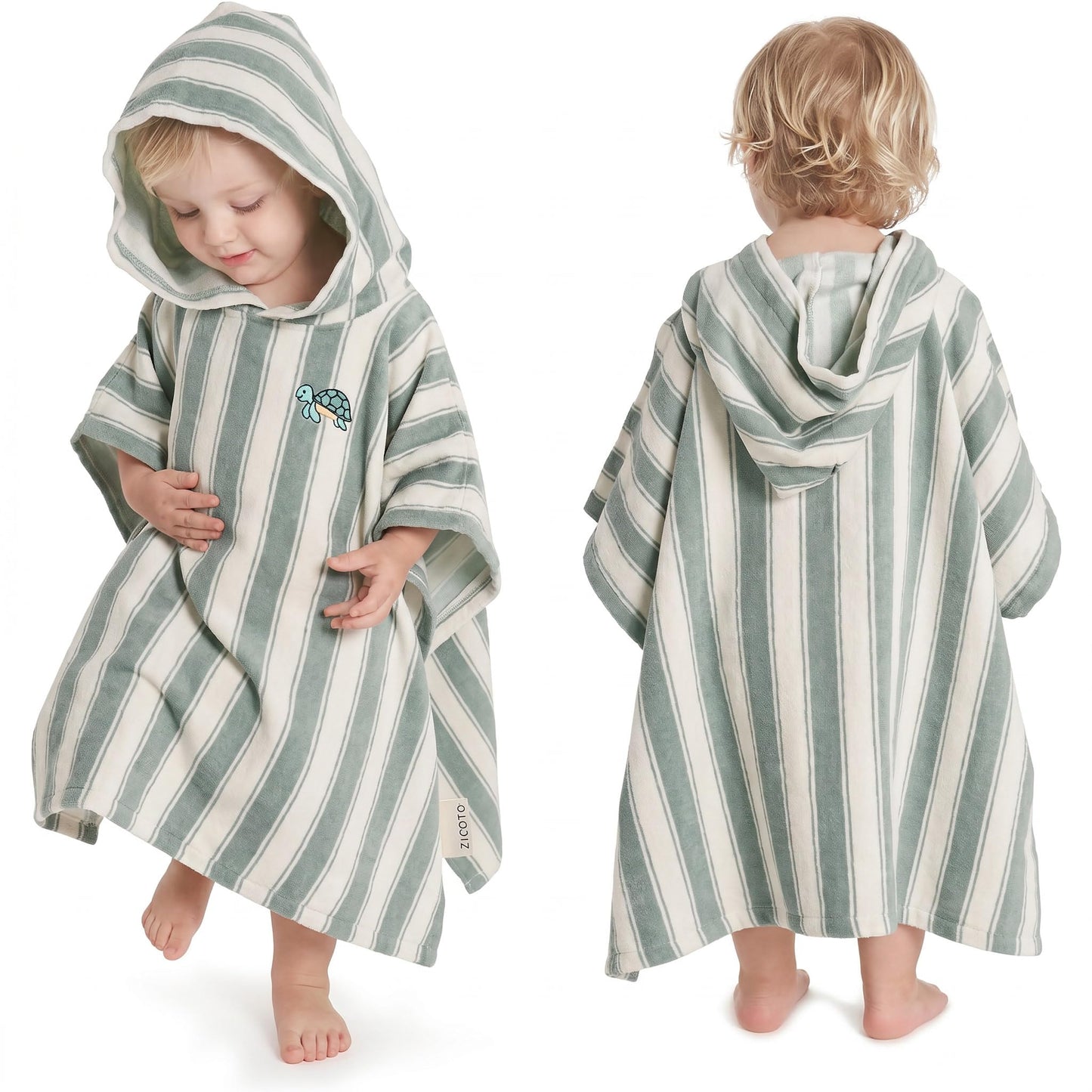 ZICOTO Stylish Hooded Beach Towel for Kids - Extra Soft and Fast Drying Poncho for Toddlers 0-3 Years is Made of Premium Cotton - Perfect Baby Cover Up for Beach Days or Pool and Bath Time Adventures