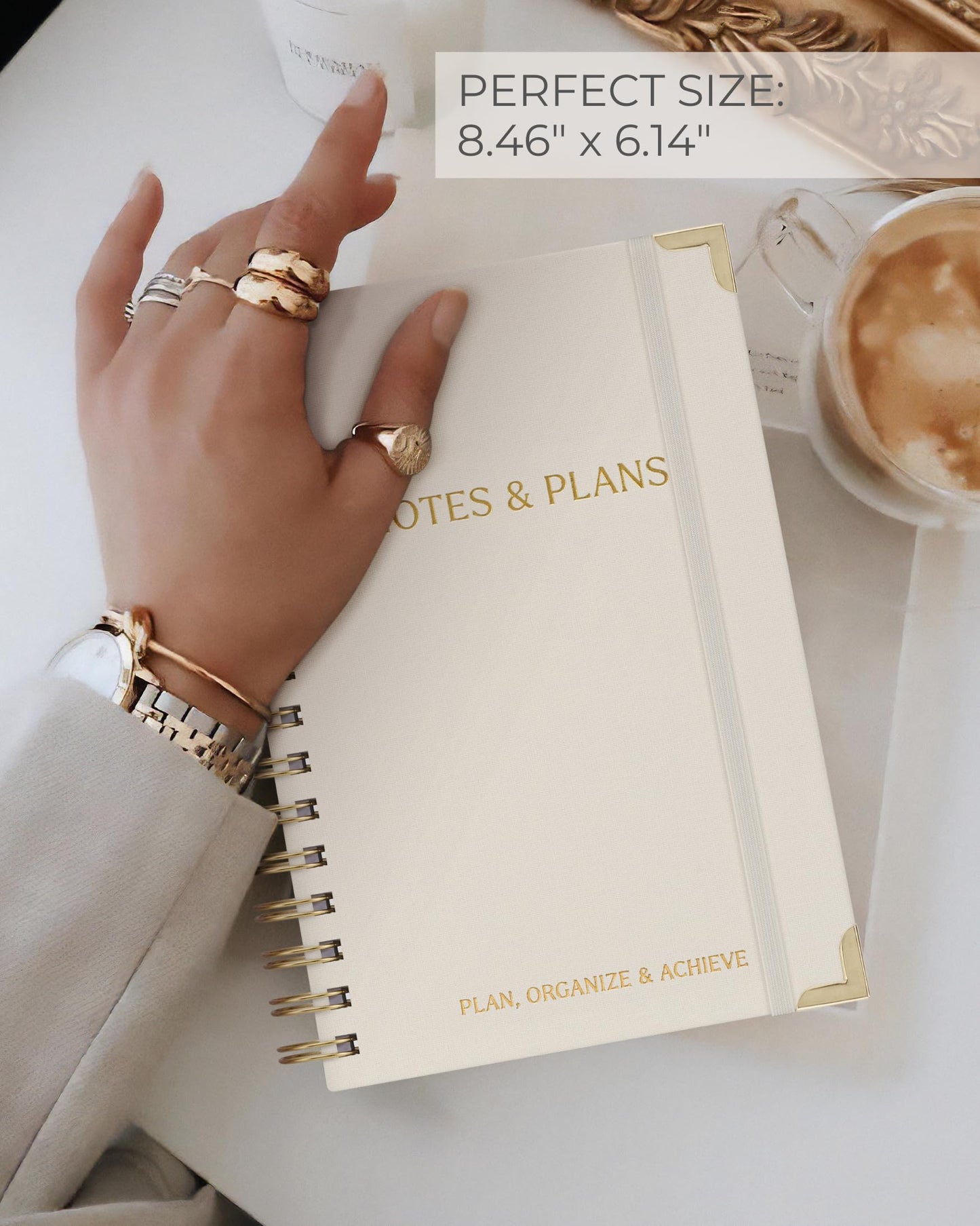 ZICOTO Aesthetic Daily Planner And Notebook With Hourly Schedule - Beautiful Spiral To do List Notepad For Work/Home to Organize Tasks And Appointments - Stylish School/Office Supplies Book For Women