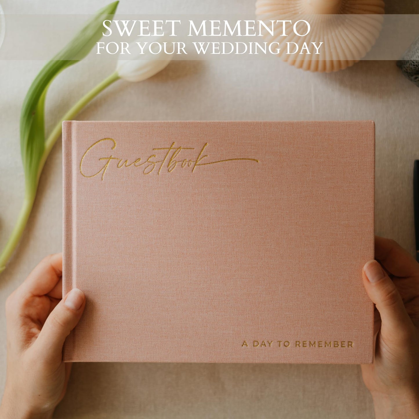 ZICOTO Beautiful Wedding Guest Book for Your Wedding Reception - Simply Elegant Guestbook to Sign in and Add Polaroid Photos - The Perfect Baby Shower Guest Book for The Special Day
