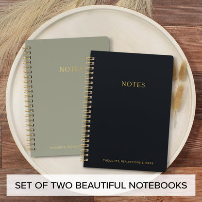 ZICOTO Aesthetic Spiral Notebook Set of 2 For Women and Men - Cute Ruled 8x6 Journal/Notebook with Pockets And Lined Pages - Perfect A5 Supplies to Stay Organized at Work or School