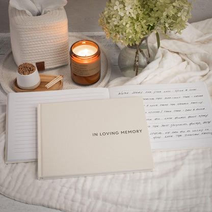 ZICOTO Beautiful Linen Funeral Guest Book for The Celebration of Life - The Perfect in Loving Memory Book with Ample Space to Sign in for Guests - Premium Craftsmanship for Honoring Loved Ones