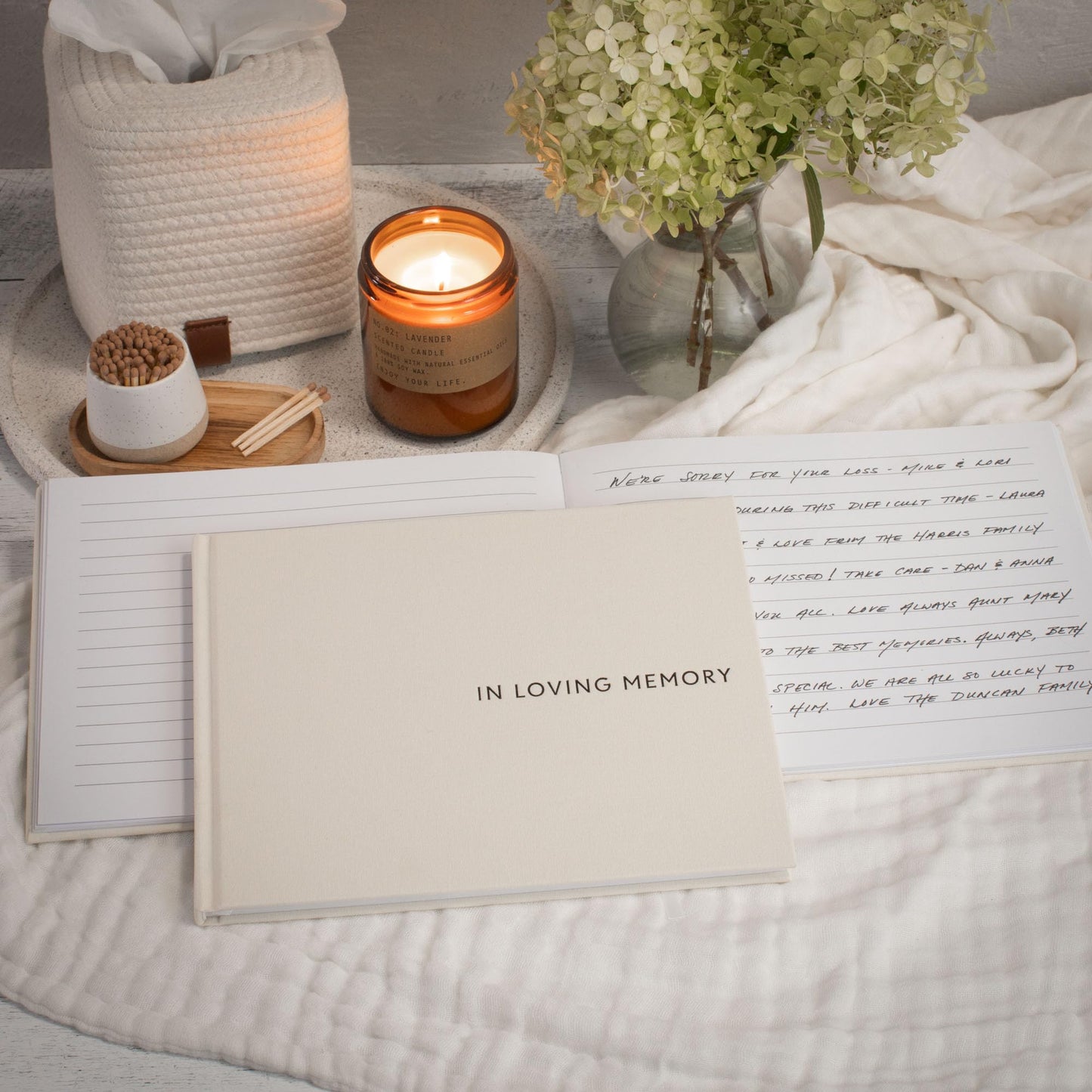 ZICOTO Beautiful Linen Funeral Guest Book for The Celebration of Life - The Perfect in Loving Memory Book with Ample Space to Sign in for Guests - Premium Craftsmanship for Honoring Loved Ones