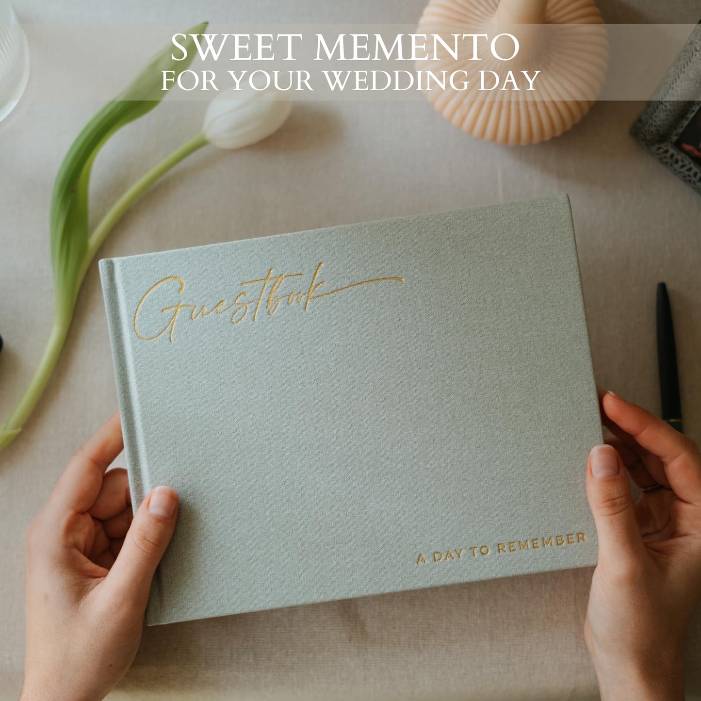ZICOTO Beautiful Wedding Guest Book for Your Wedding Reception - Simply Elegant Guestbook to Sign in and Add Polaroid Photos - The Perfect Baby Shower Guest Book for The Special Day