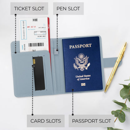Beautiful Passport Holder for Travel - Cute Cover with Pen Holder to Keep Your Travel Documents Organized & Safe - Quality Passport Wallet for Women & Men and Great for Gifting