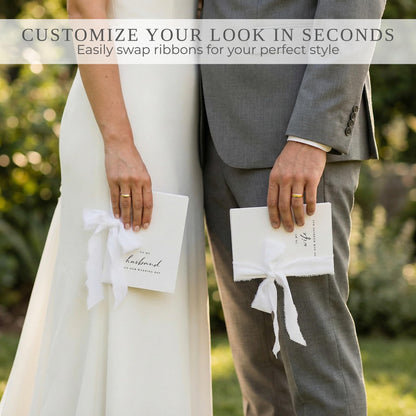 Elegant Wedding Vow Books with 5 Ribbons - Perfectly Sized His and Hers Vow Book Set of 2 with Lined Pages to Write Whatever is on Your Heart - A Beautiful Personalized Addition For Your Wedding Day