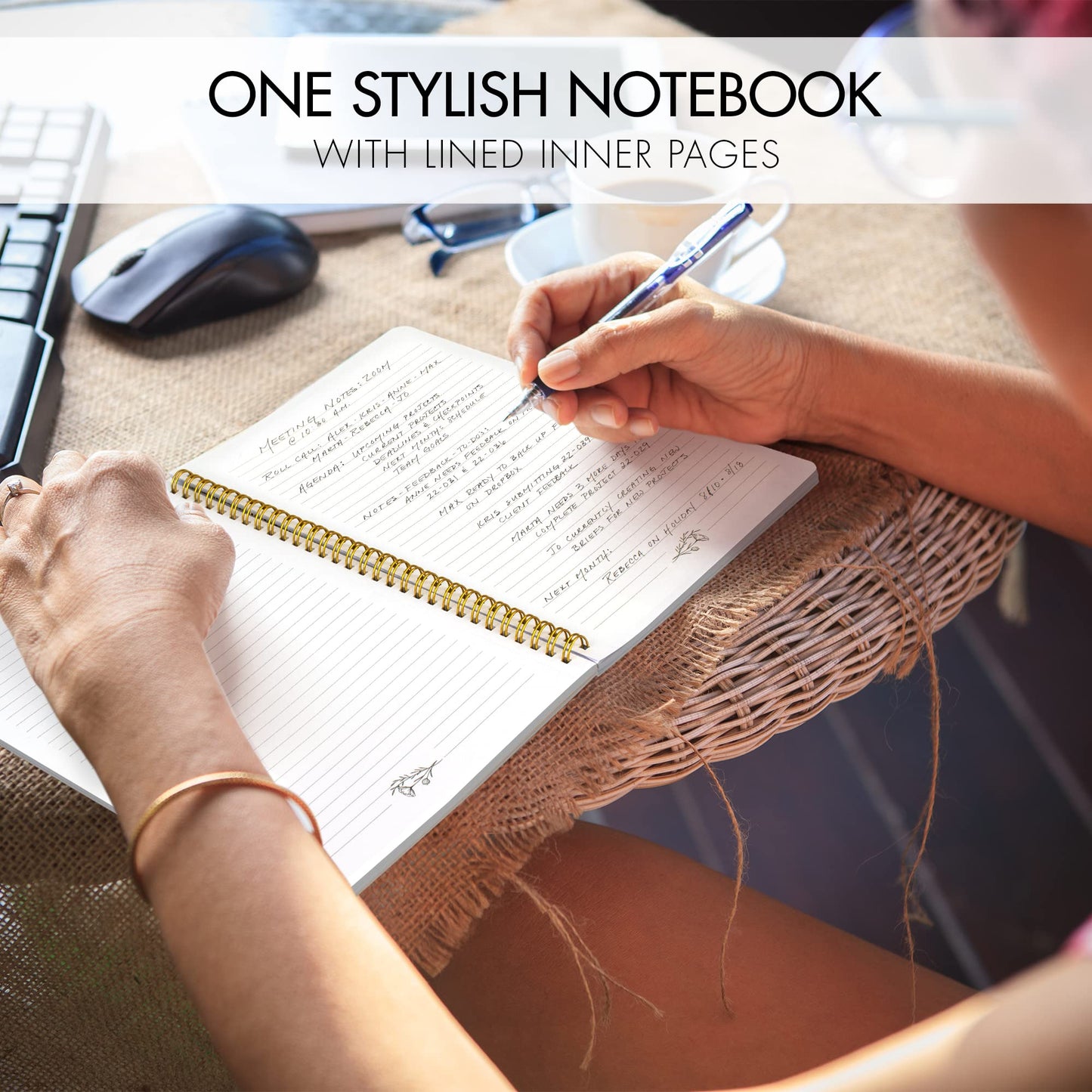 ZICOTO Aesthetic Spiral Notebook Journal For Women - Cute Beige 10.5 x 8.5 College Ruled To Do List Notepad With Large Pockets - Perfect to Stay Organized and Boost Productivity at Work or School