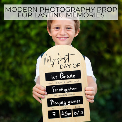 Beautiful Wooden First and Last Day of School Board Sign - Modern and Large Back to School Sign for Lasting Memories - Perfect 11.8" x 7.1" Wooden Chalkboard Photo Prop for Kindergarten