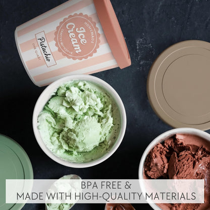 ZICOTO Set of 3 Reusable Ice Cream Containers 1 Quarts ea. - Perfect for Homemade Sorbet, Frozen Yogurt Or Gelato - Stackable Storage Pint Containers, Stickers And Lids Stores Easily In Freezer