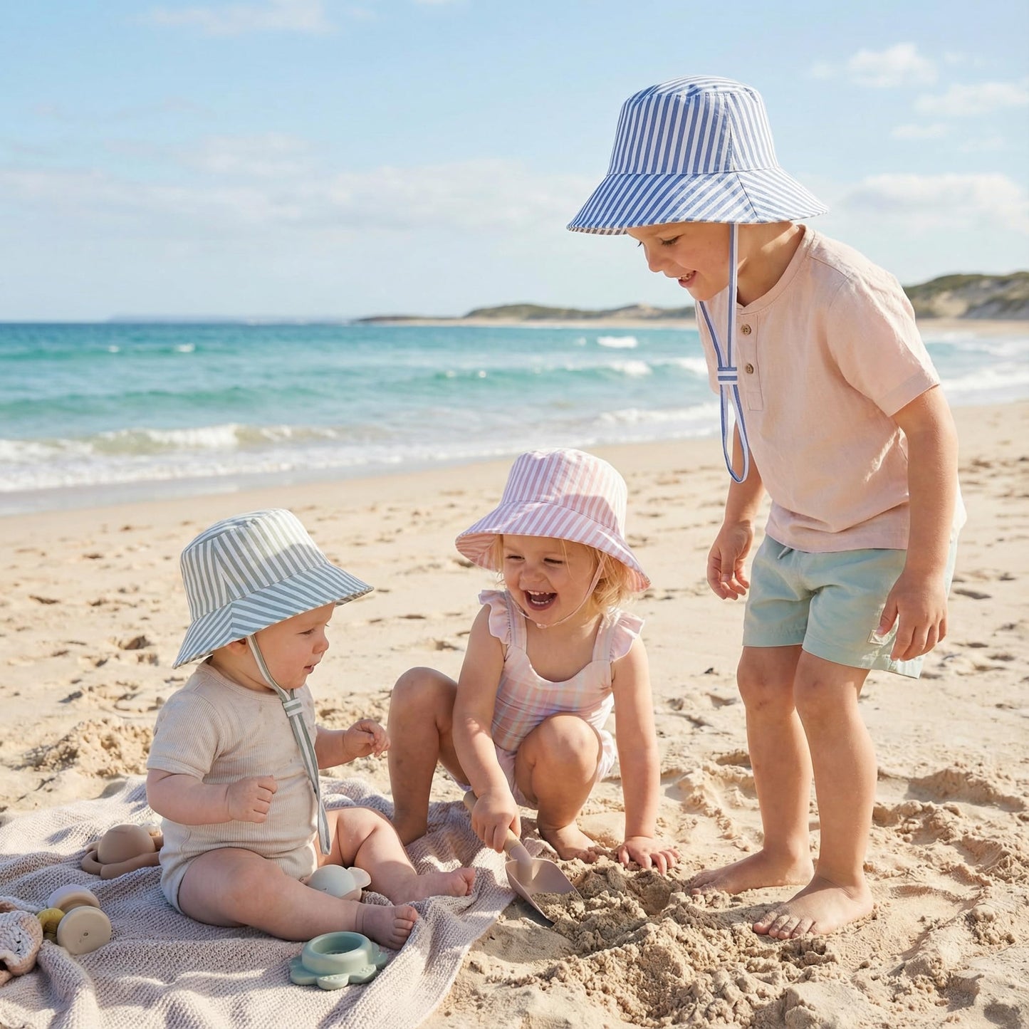 Beautiful Baby Sun Hat 0-6 Months - Adjustable Toddler Hat with UPF 50+ Sun Protection - Cute Kids Bucket Hat for Beach