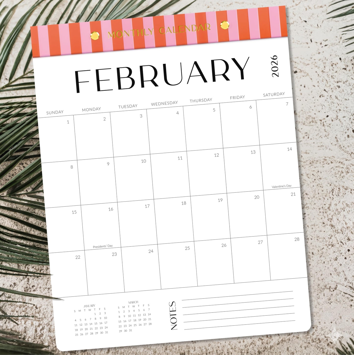 Aesthetic 2025-2026 Magnetic Vertical Calendar - Runs from January 2026 Until July 2026 - The Perfect Monthly Refrigerator Calendar With Minimal Designs for Easy Organizing