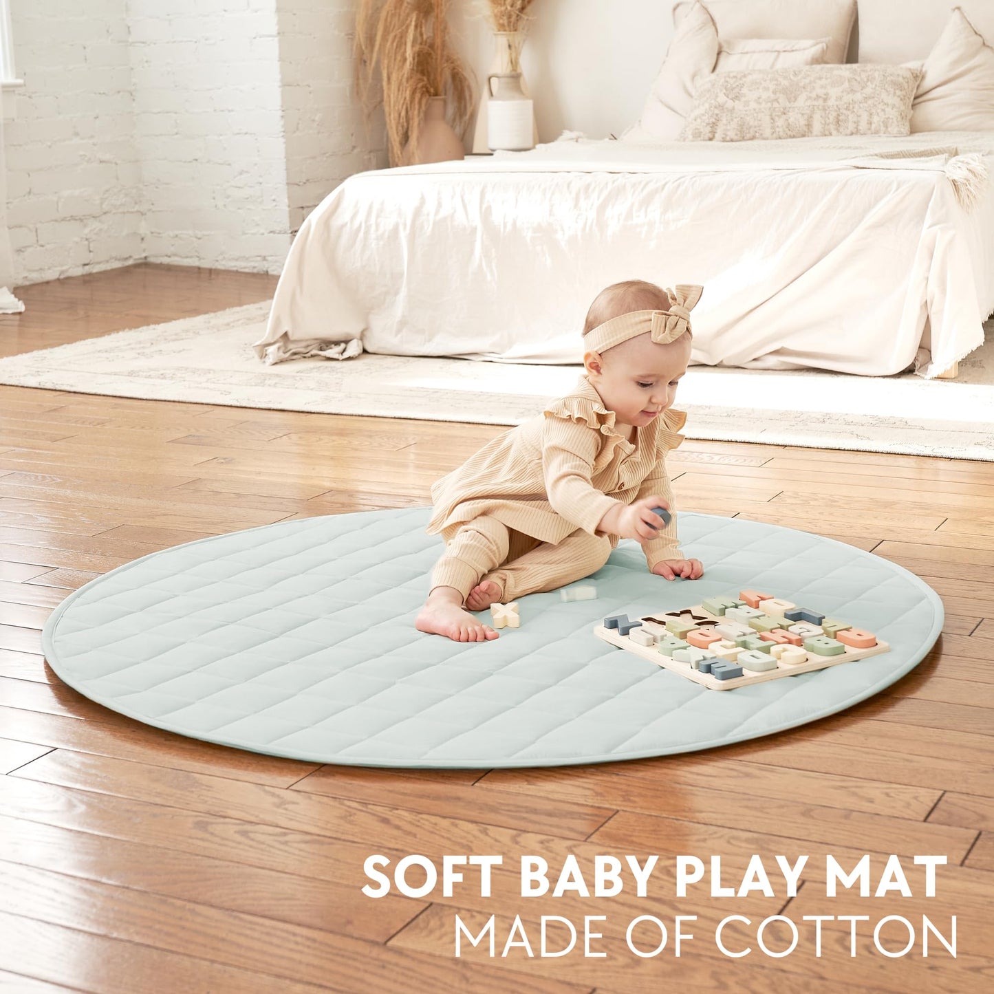 Stylish Baby Play Mat - Soft Cotton Crawling Mat Creates a Great Play Gym Area for Your Baby Boy or Girl - The Perfect Foldable Tummy Time Floor Playmat That Fits Nicely with Any Kids Playroom Decor