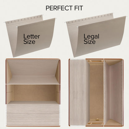 ZICOTO Decorative File Organizer Box Set of 2 - Collapsible Linen Filing Cabinets w/Handles Are Perfect to Store all Your Documents & Hanging File Folders - Portable Easy Slide Crates with Lid