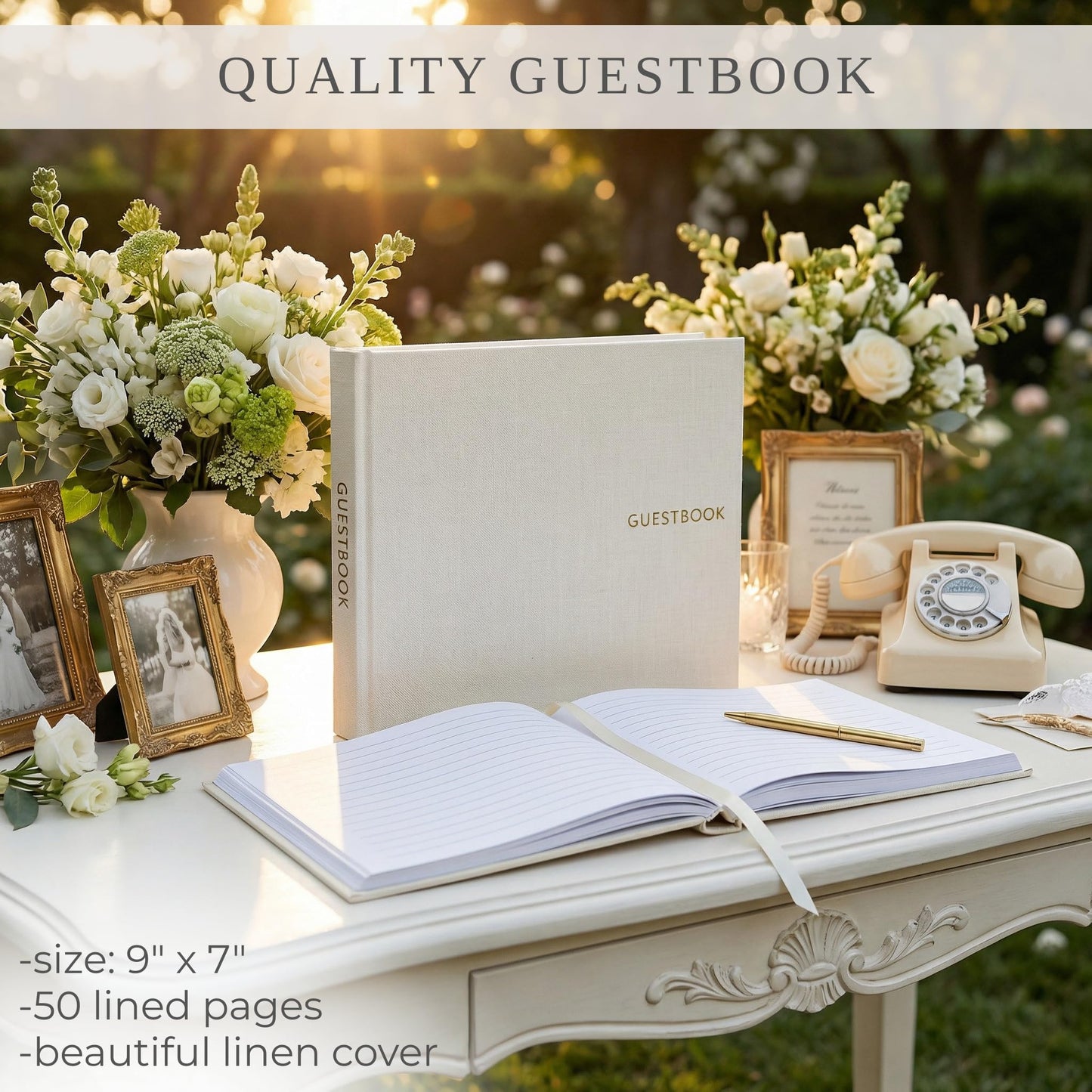 ZICOTO Beautiful Wedding Guest Book for Your Wedding Reception - Simply Elegant Guestbook to Sign in - The Perfect Baby Shower Guest Book and Addition to Your Big Day