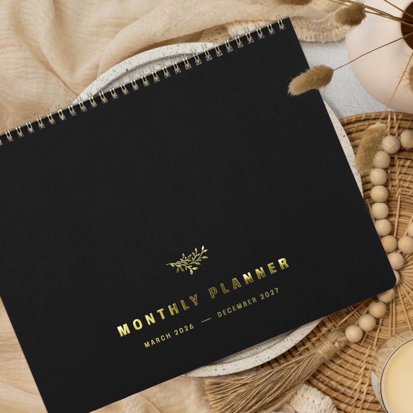 Beautiful Monthly Planner 2026–2027 – Top Spiral-Bound Calendar Book with Monthly Layouts, 8.5 x 10.95 in