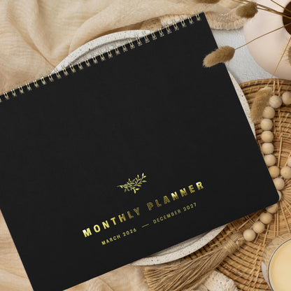 Beautiful Monthly Planner 2026–2027 – Top Spiral-Bound Calendar Book with Monthly Layouts, 8.5 x 10.95 in