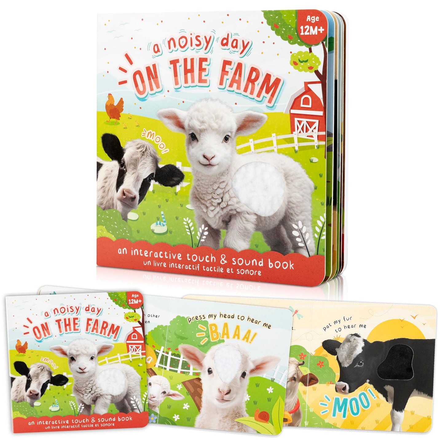 Fun Touch and Feel Sound Book for Babies and Toddlers - Interactive Sensory Book with Animal Noises for 1-3 Year Olds - Perfect Sound Book Toy for Baby Showers & Newborn/Infant Gift 12-18 Months