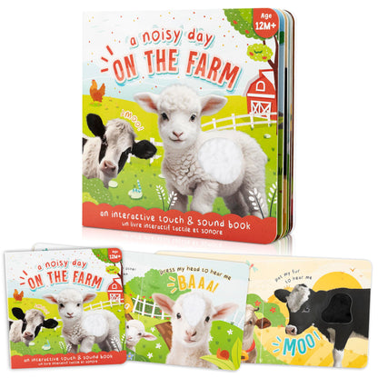 Fun Touch and Feel Sound Book for Babies and Toddlers - Interactive Sensory Book with Animal Noises for 1-3 Year Olds - Perfect Sound Book Toy for Baby Showers & Newborn/Infant Gift 12-18 Months