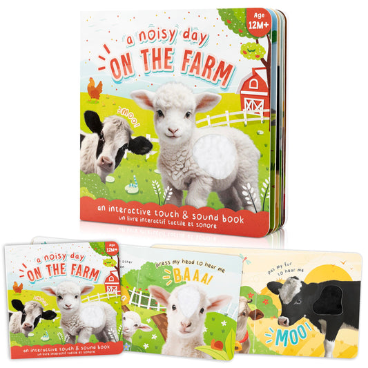 Fun Touch and Feel Sound Book for Babies and Toddlers - Interactive Sensory Book with Animal Noises for 1-3 Year Olds - Perfect Sound Book Toy for Baby Showers & Newborn/Infant Gift 12-18 Months