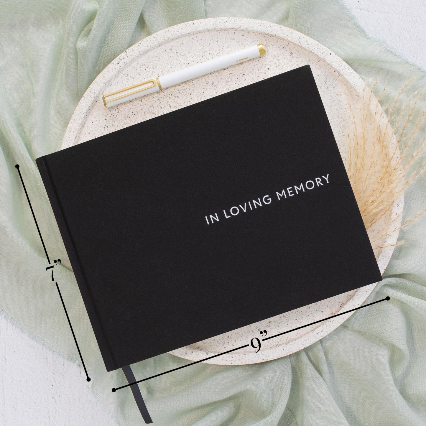 ZICOTO Beautiful Linen Funeral Guest Book for The Celebration of Life - The Perfect in Loving Memory Book with Ample Space to Sign in for Guests - Premium Craftsmanship for Honoring Loved Ones
