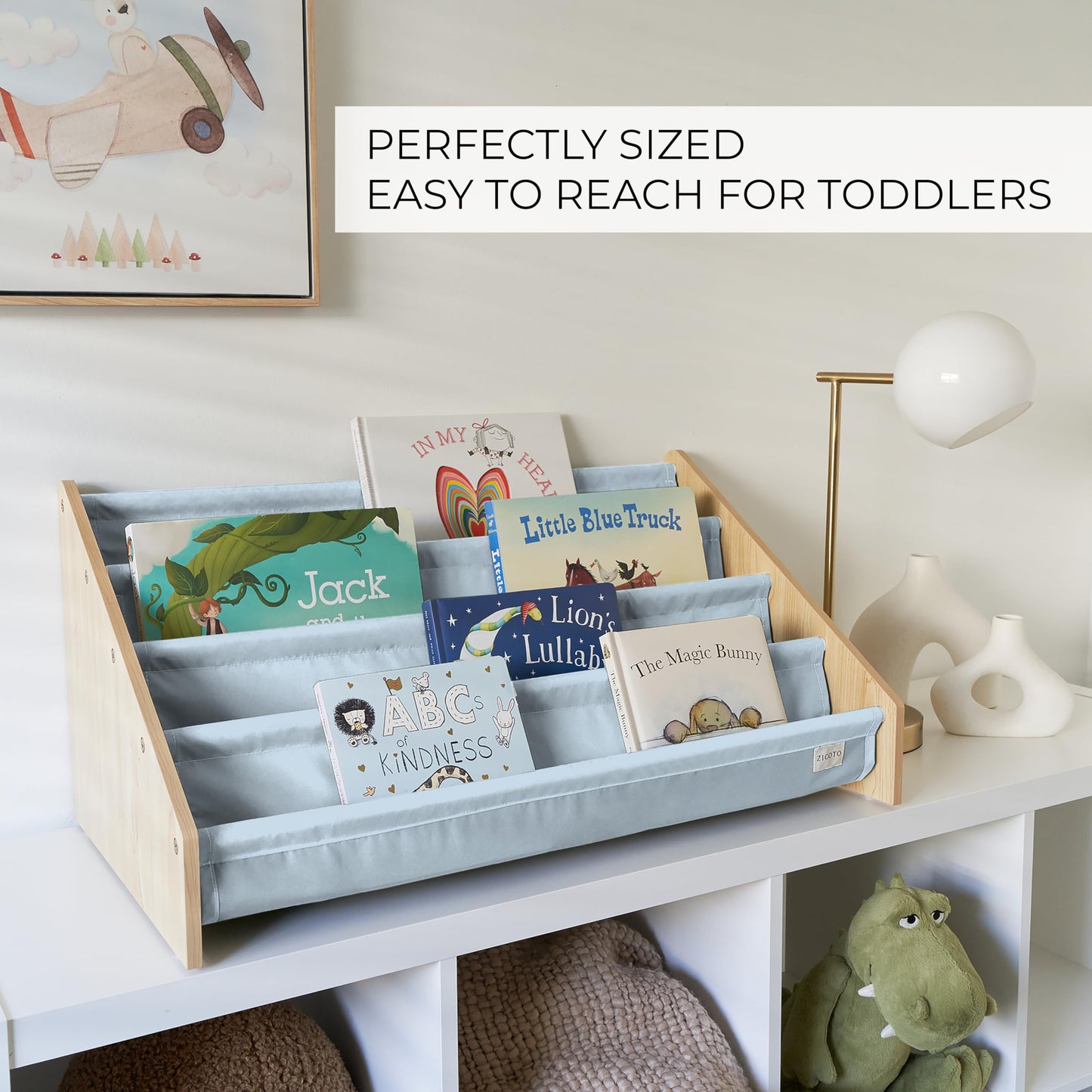 ZICOTO Decorative Nursery Bookshelves for Kids - Easy-to-Install Wall Shelves - Beautiful Organizer for Baby's Bedroom and Playroom Decor