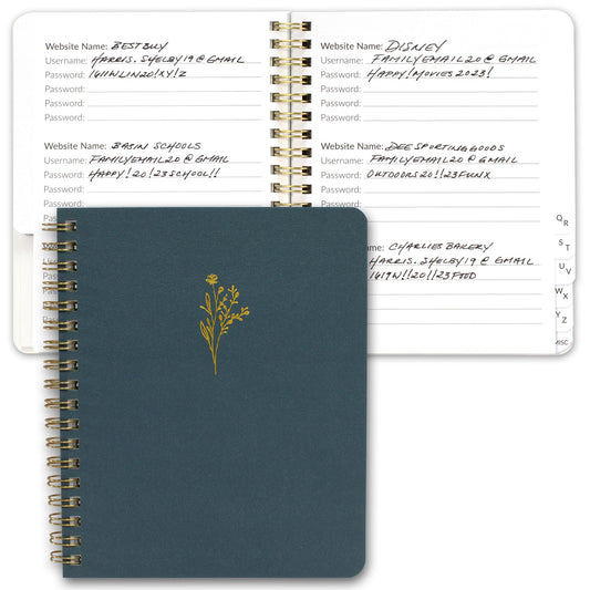 ZICOTO Beautiful Password Book with Alphabetical Tabs - Perfect Pocket Size Password Keeper For Seniors