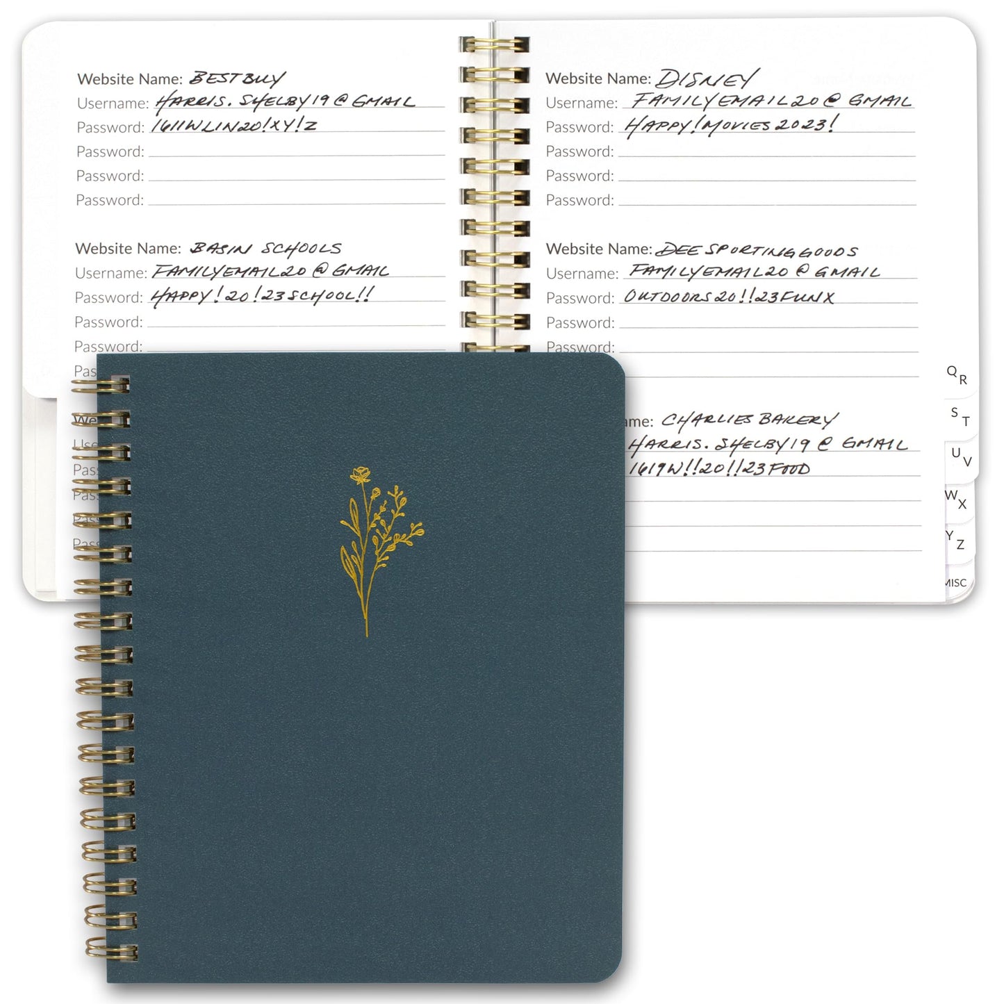 ZICOTO Beautiful Password Book with Alphabetical Tabs - Perfect Pocket Size Password Keeper For Seniors