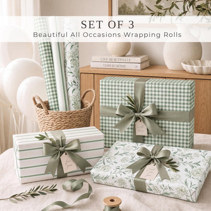 ZICOTO Beautiful Gift Wrapping Paper Rolls for All Occasions - Set of 3