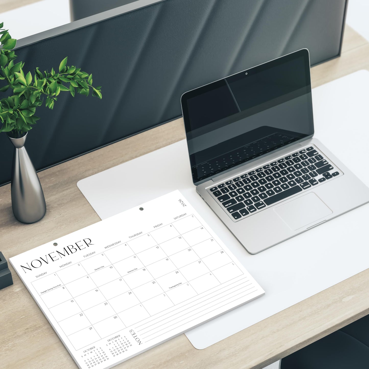 Aesthetic 2026-2027 Desk Calendar - Runs From June 2026 Until December 2027 - Large Minimalistic Office Desktop/Wall Calendar 16"x12" for Easy Organizing
