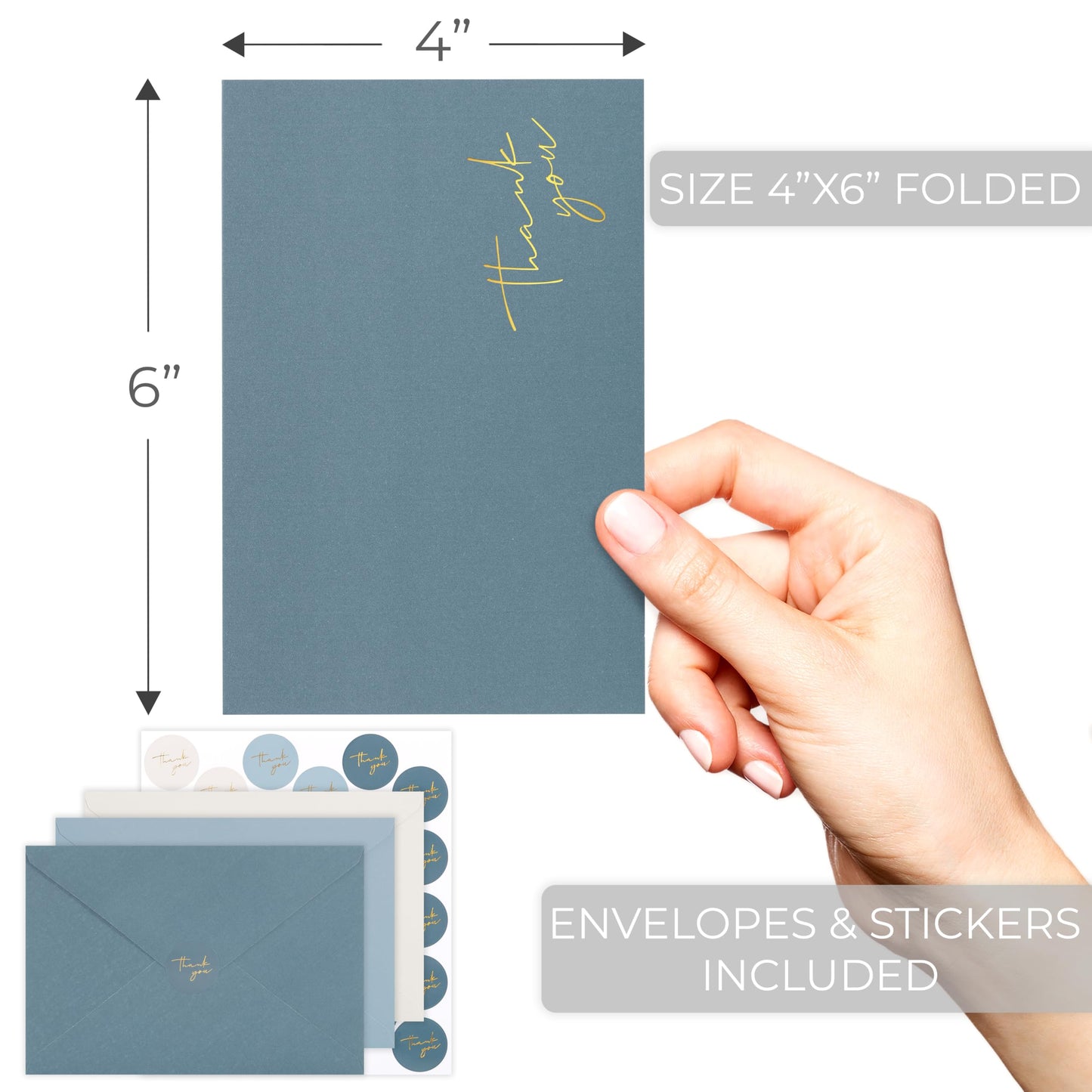 Beautiful Thank You Cards Set of 30 With Envelopes and Stickers - Elegant Blank Cards For Personalized Notes - Perfect Bulk Stationary Set For All Occasions incl. Weddings, Business & Baby Showers