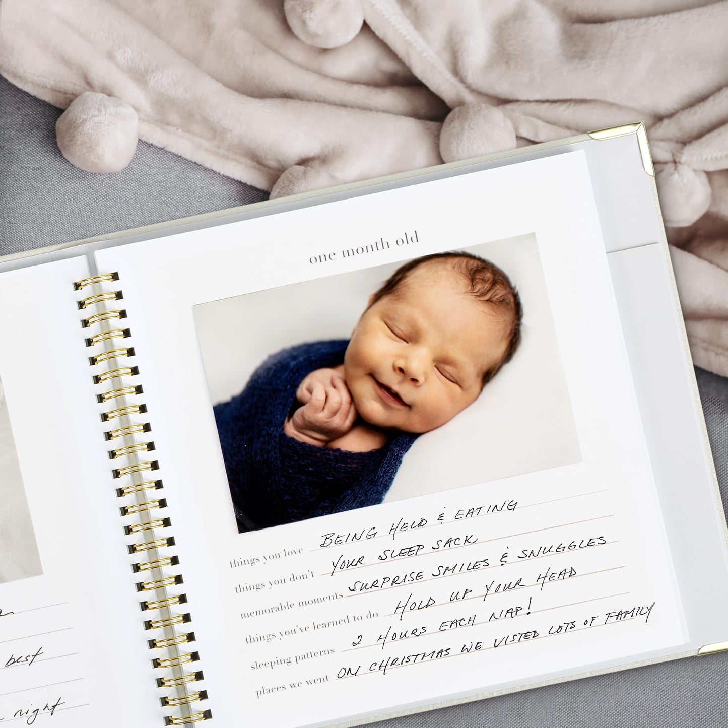 Keepsake Baby Memory Book for Boys and Girls - Timeless First 5 Year Baby Book - Linen Journal Scrapbook & Photo Album - Record Every Milestone Birth to Age 5