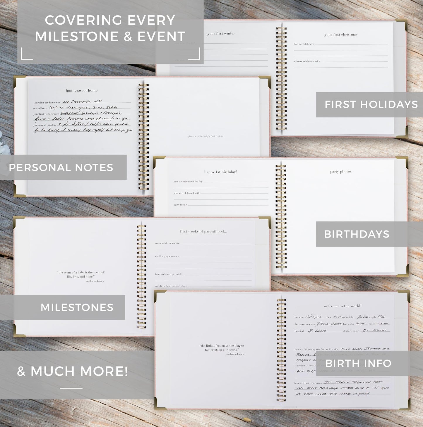 Keepsake Baby Memory Book for Boys and Girls - Timeless First 5 Year Baby Book - Neutral Journal Scrapbook or Photo Album - Record a Milestone for Every Event from Birth to Age 5