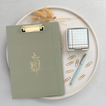 Aesthetic Clipboard Folio with Refillable Lined Notepad & Interior Pocket - Cute Padfolio/Legal Pad Holder for Women - Easily Organize Notes at Work, School, or Home