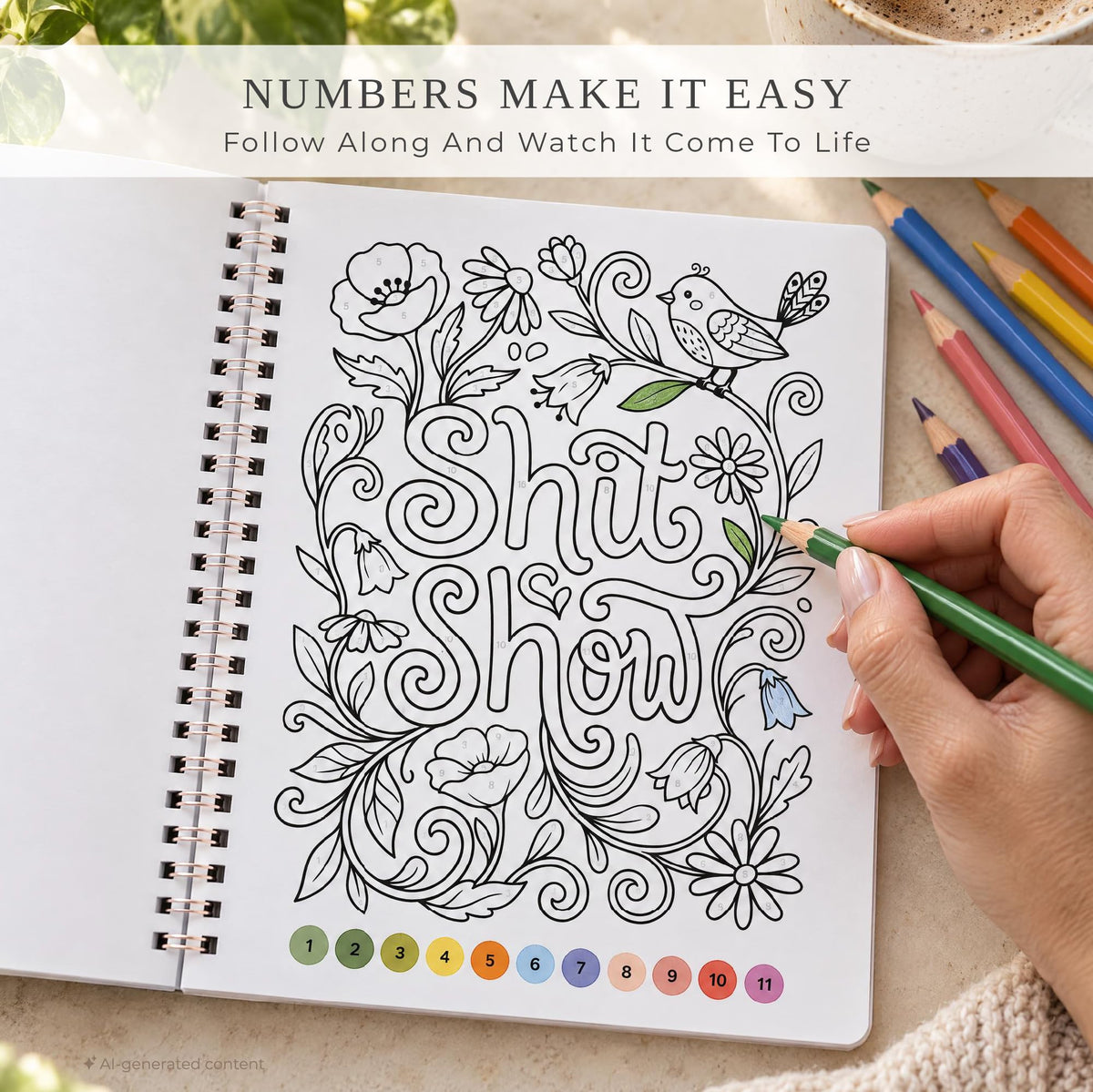 ZICOTO Charming Color by Numbers for Adults Set of 2