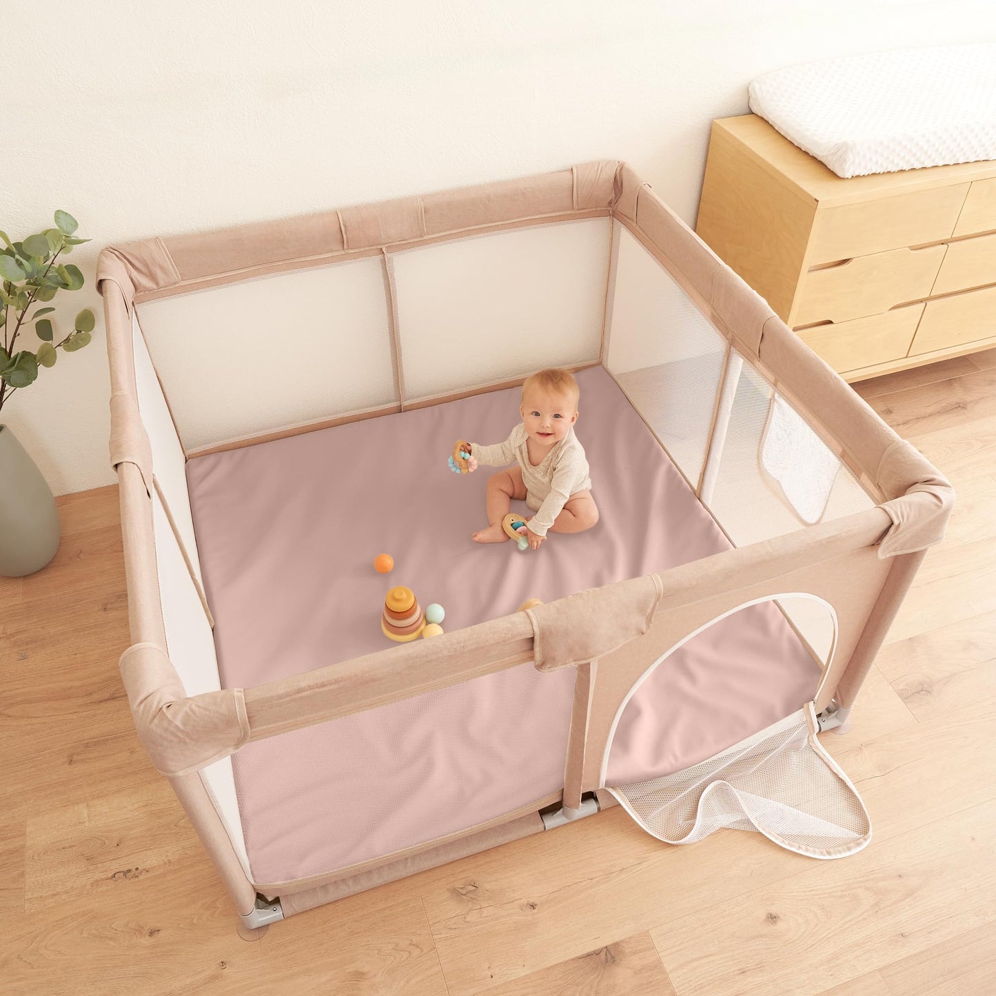 Stylish Vegan Leather Baby Play Mat - Soft, Easy to Clean Floor Mat Creates A Safe Play Area for Your Baby - The Perfect Modern Foam Playmat Fits Nicely with Your Kids Playroom Or Home Decor