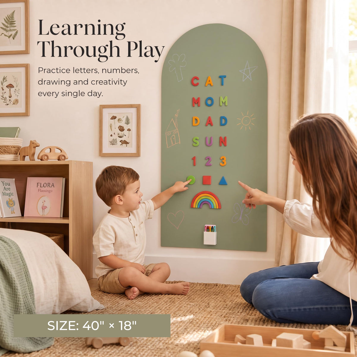 Magnetic Wall Decal Board for Kids - Great Writing Chalk Board Set