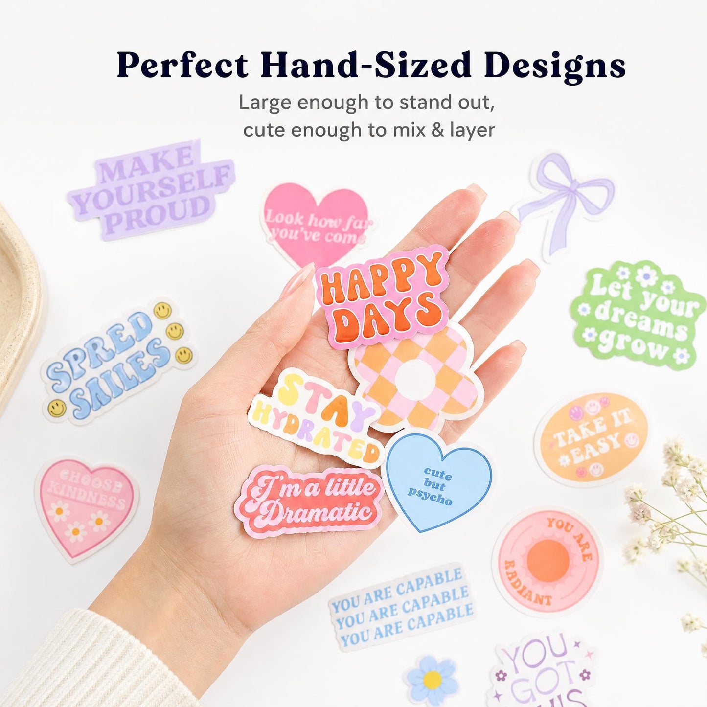 Motivational Sticker Set of 300 - Cute Inspirational Vinyl Stickers for Your Water Bottle, Laptop Or Journal - Positive Affirmation Decals for Adults, Teens and Kids Giving Daily Smiles and Motivation