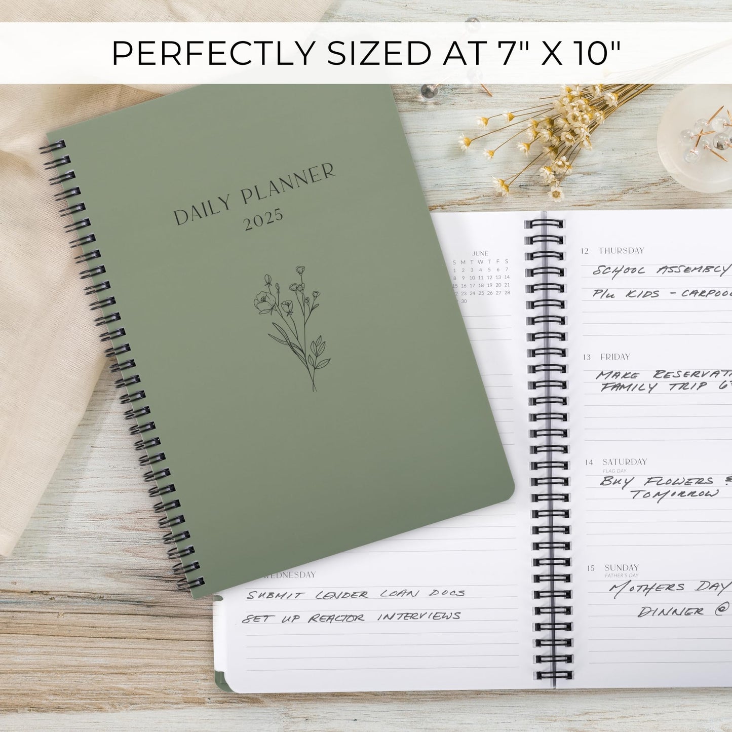 Beautiful 2025 Daily Planner - 7" x 10" Daily Planner for Women or Men with Weekly & Monthly Spreads for Easy Planning - Perfect Calendar Book To Organize All Tasks and Boost Productivity