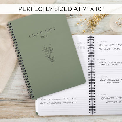 Beautiful 2025 Daily Planner - 7" x 10" Daily Planner for Women or Men with Weekly & Monthly Spreads for Easy Planning - Perfect Calendar Book To Organize All Tasks and Boost Productivity