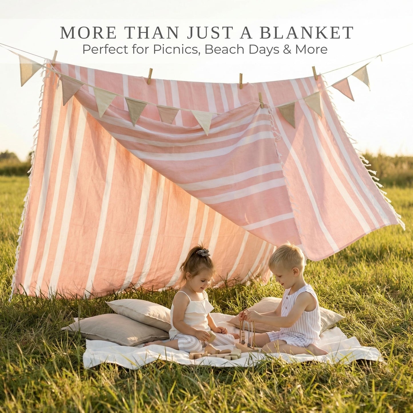 ZICOTO Beach Blanket Oversized for Family Beach Days & Picnics – Large Turkish Beach Towel, Quick-Drying and Sand-Resistant – Soft 80x80 Inch Outdoor Blanket, Lightweight Cotton Blend
