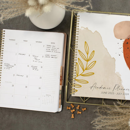 Beautiful 2023-2024 Academic Planner - A 8.5" x 10.5" Daily Planner for Women or Men with Weekly & Monthly Spreads For The 23-24 School Year - Runs From June 2023 - July 2024