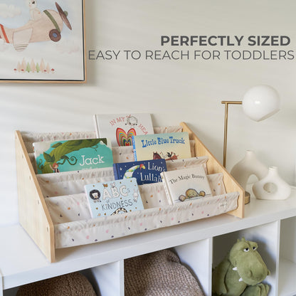 ZICOTO Decorative Wooden Bookshelf for Kids Rooms - Keeps Plenty of Books Neatly Organized & Within Reach for Toddlers - Easy Install Montessori Book Shelf for Baby's Bedroom or Playroom Decor