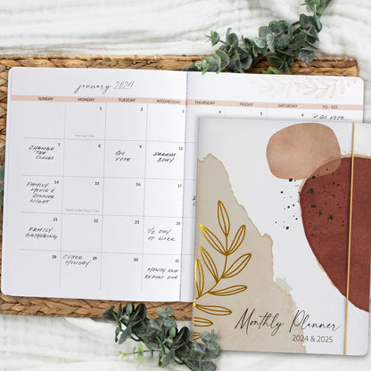 Beautiful 2024-2025 Monthly Planner and Calendar Book - Abstract To Do List Notebook Easily Organizes Your Tasks to Boost Productivity - Runs From January 2024 Until December 2025
