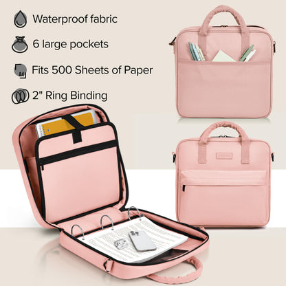 Sturdy 3 Ring Zipper Binder with Shoulder Strap for School - Beautiful 2 Inch Zip Up Binder with Extra Pockets Holds 500 Sheets, Books & Laptop - Easy to Carry Trapper Keeper Made of Premium Fabrics