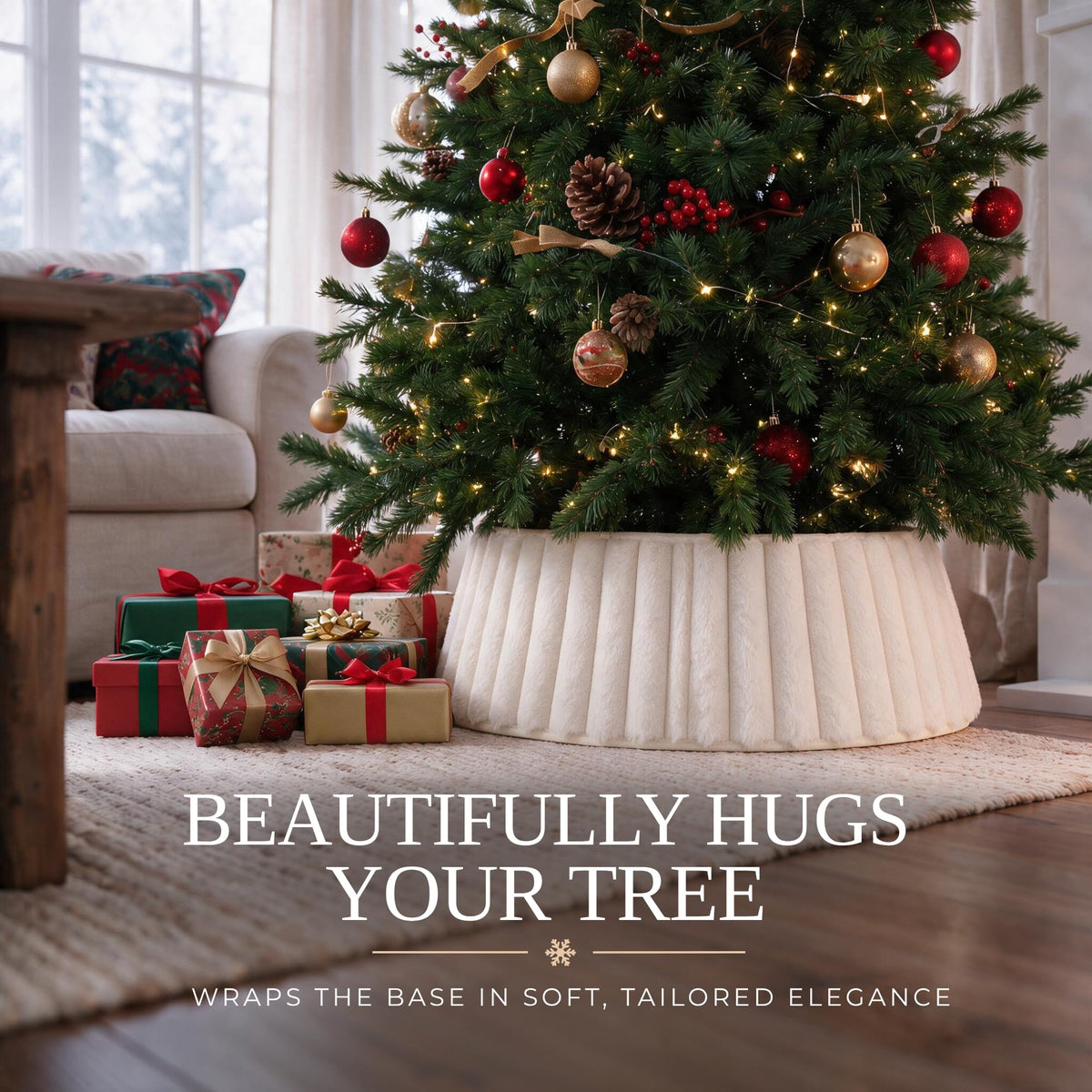 Beautiful Christmas Tree Collar - Modern 29" Velvet Tree Ring