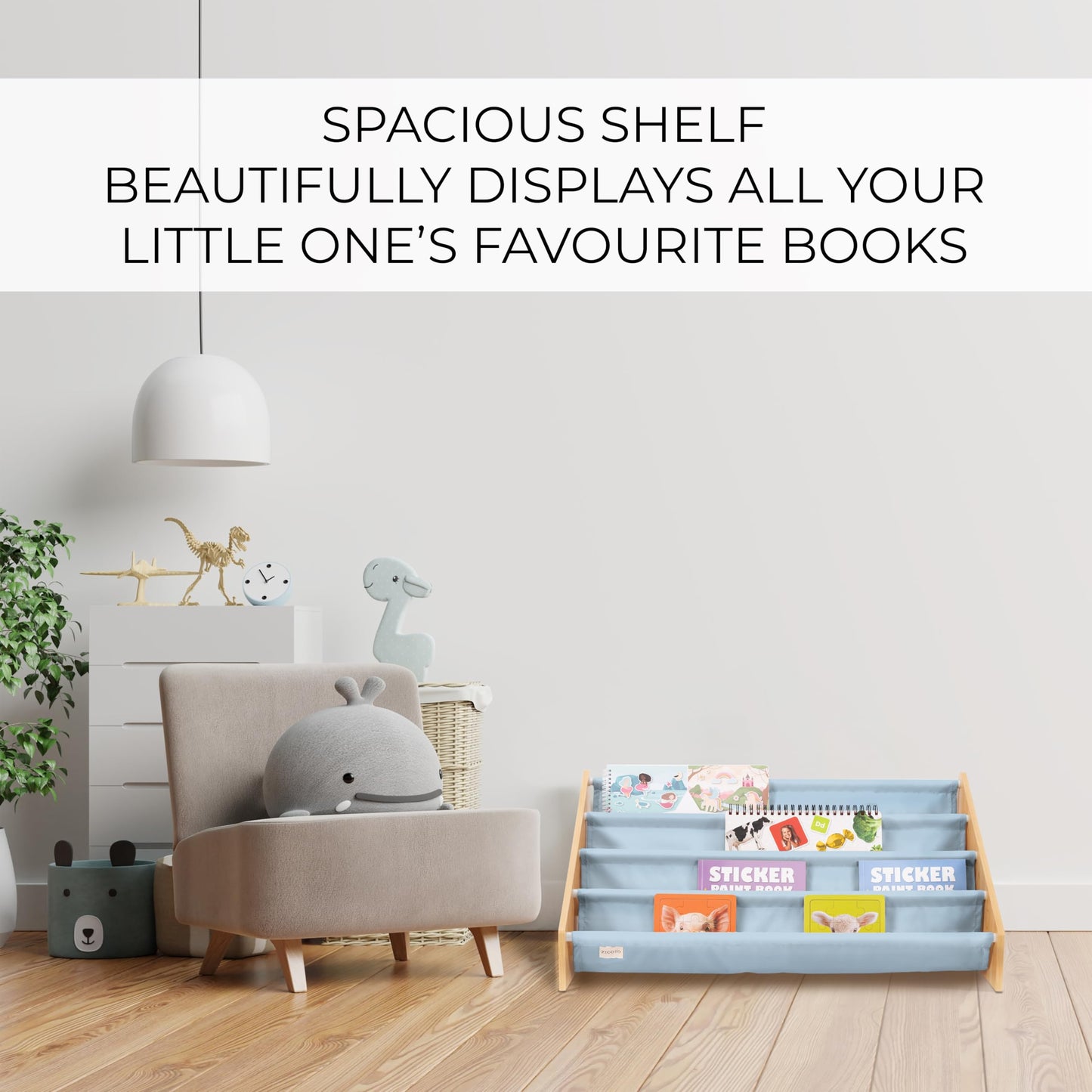 ZICOTO Decorative Nursery Bookshelves for Kids - Easy-to-Install Wall Shelves - Beautiful Organizer for Baby's Bedroom and Playroom Decor