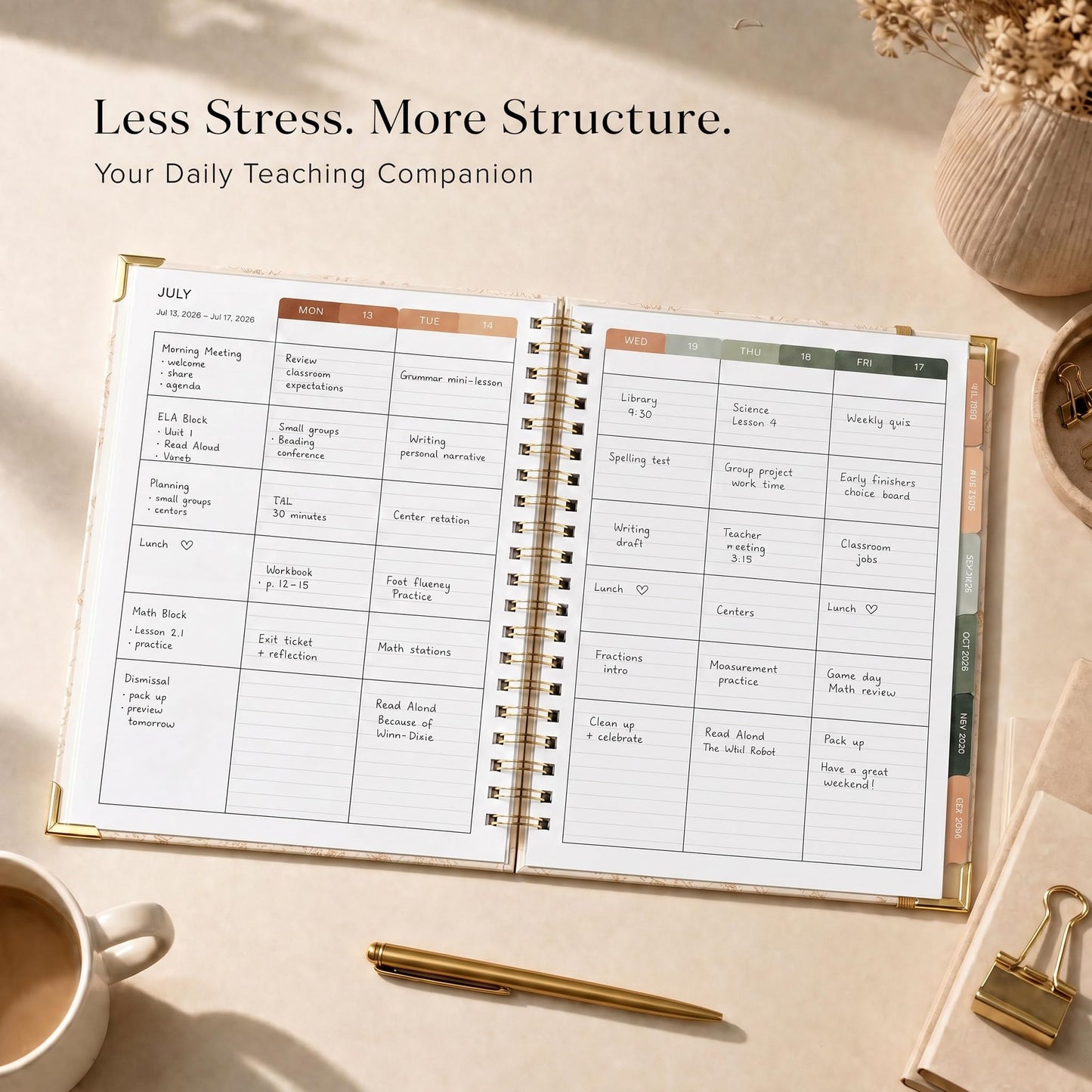 Aesthetic Teacher Planner For The 2026-2027 Academic School Year - Your All Incl. 8.5" x 11" Lesson Plan Book Supplies - Easily Organize Your Daily, Weekly & Monthly Classroom/Homeschool Schedule