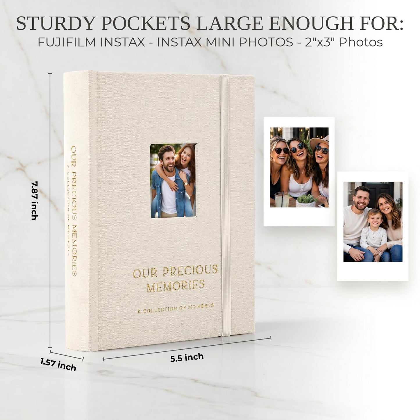 Beautiful Photo Album for 2x3 in Polaroid Photos - Safely Holds Your 180 Pictures Of Unique Memories - The Perfect Photo Book To Store Pictures