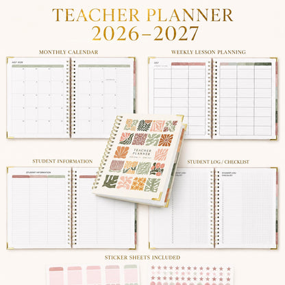 Aesthetic Teacher Planner For The 2026-2027 Academic School Year - Your All Incl. 8.5" x 11" Lesson Plan Book Supplies - Easily Organize Your Daily, Weekly & Monthly Classroom/Homeschool Schedule