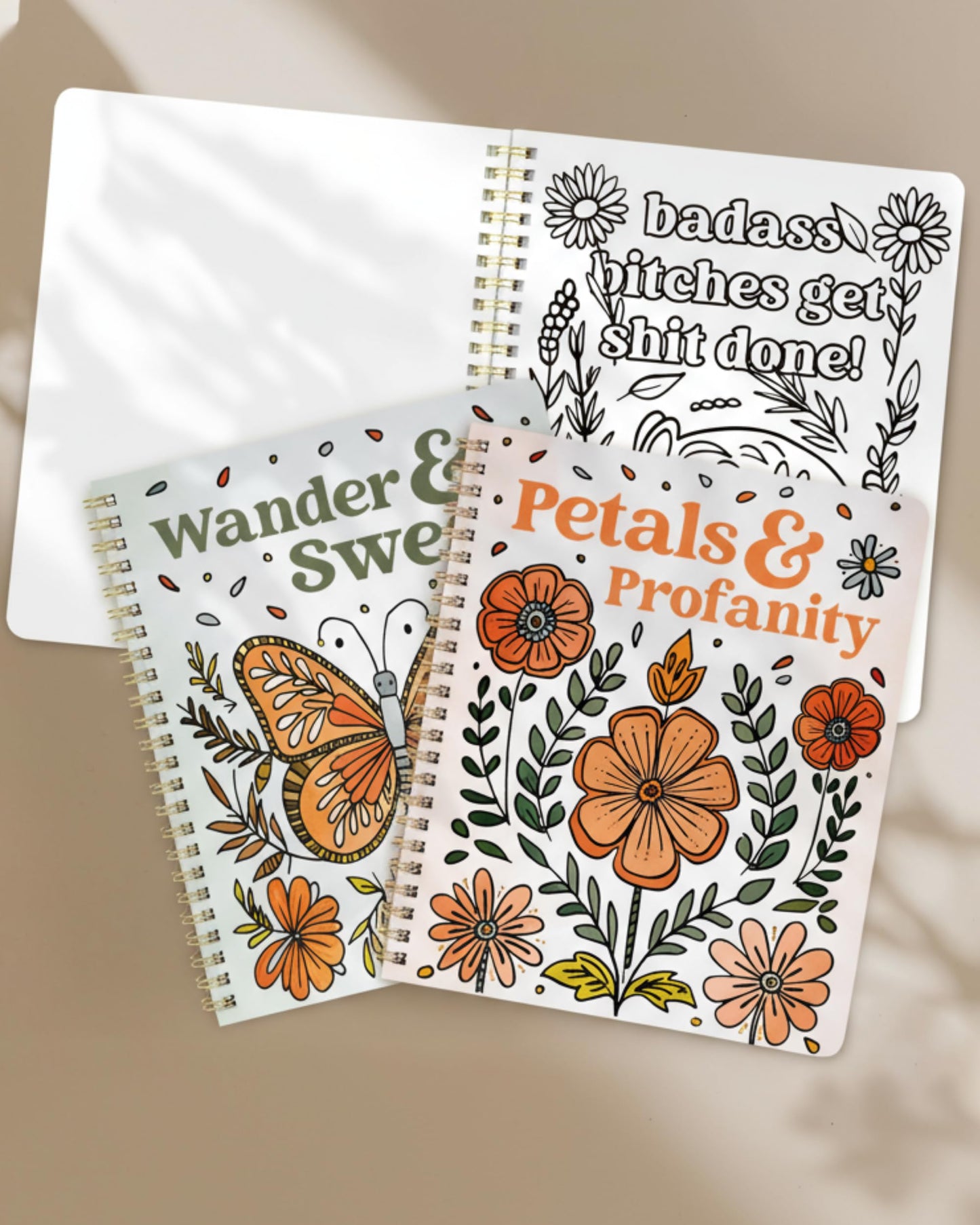 Beautiful Coloring Book Set of 2 for Adult Relaxation - Funny Coloring Books with Floral Designs for a lot of Laughs - The Perfect Stress-Relieving Gift for Women